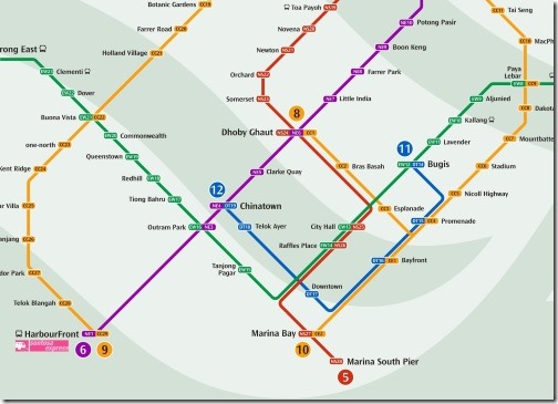 シンガポールのMRT路線図中心部