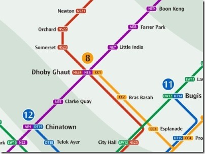 シンガポールのMRT駅ドービーゴート路線図