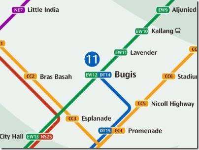 シンガポールのMRT駅ブギス路線図