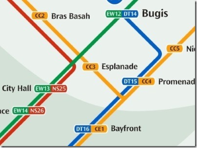 シンガポールのMRT駅エスプラネード路線図